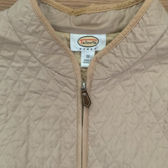 TALBOTS Vest Womens Quilted Zip Front Pockets Corduroy Trim Golden Tan size 3X - Picture 5 of 9